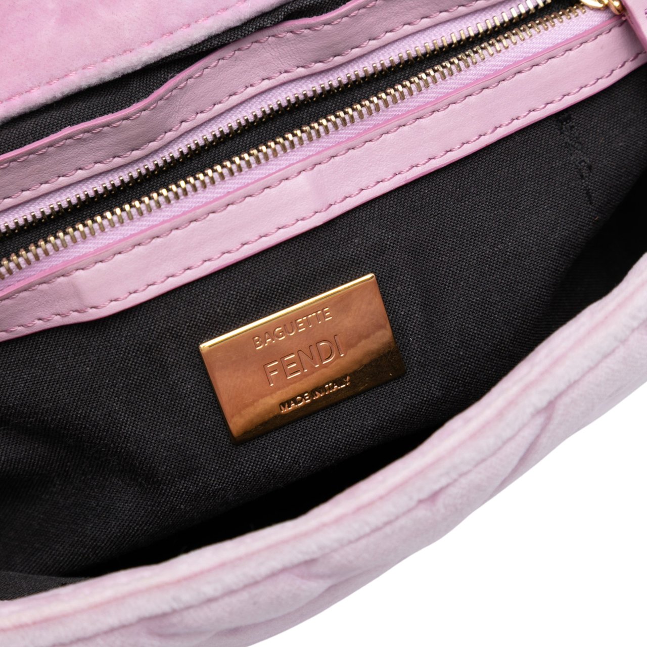 Fendi Zucca Embossed Velvet Baguette Satchel Roze