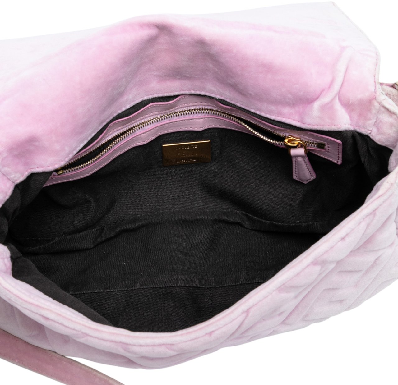 Fendi Zucca Embossed Velvet Baguette Satchel Roze