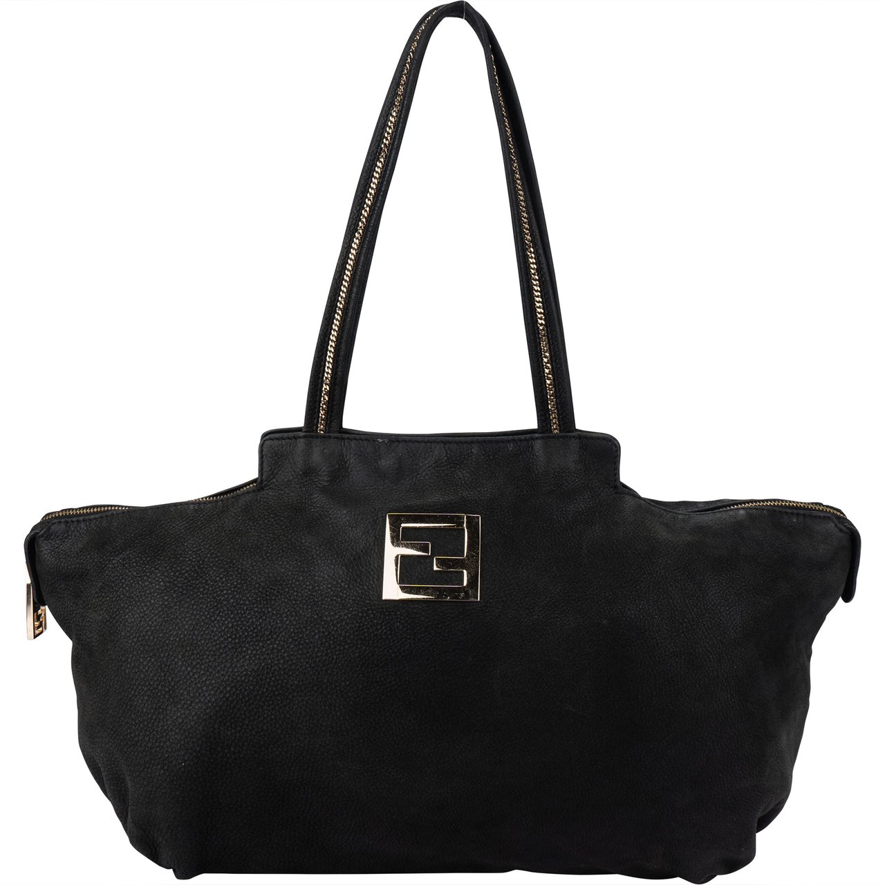 Fendi Fendi Black Nubuck Glitter Chain Handbag Divers