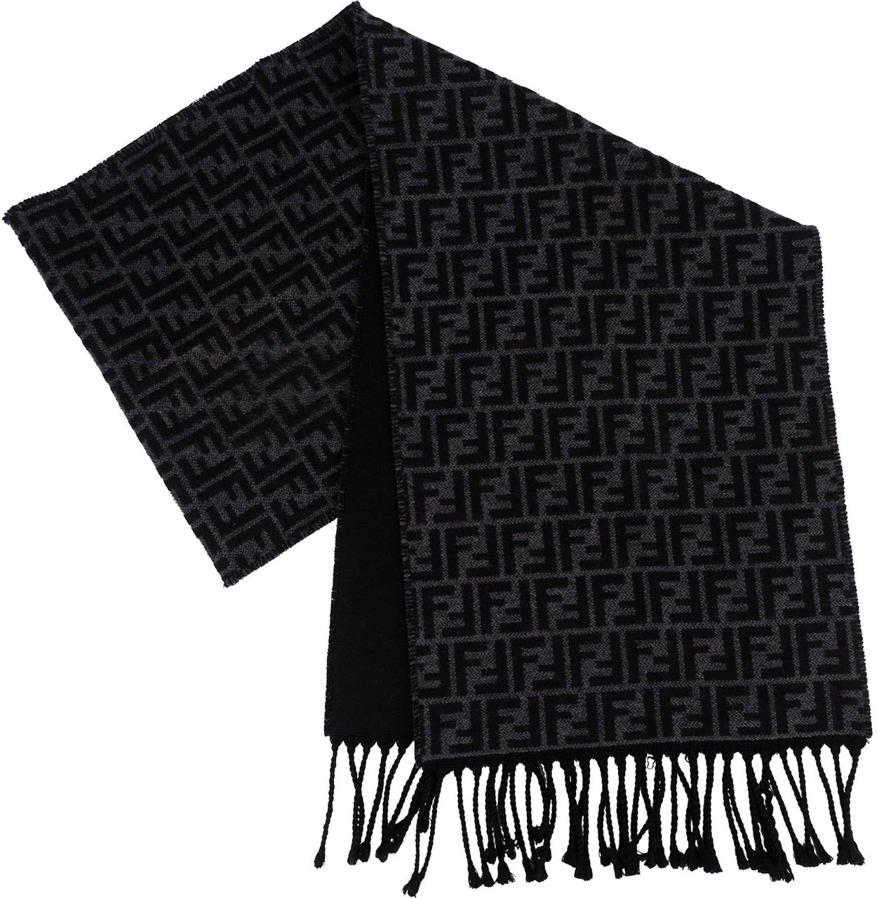 Fendi Fendi Wool Monogram FF Emblem Schal Scarf Zwart