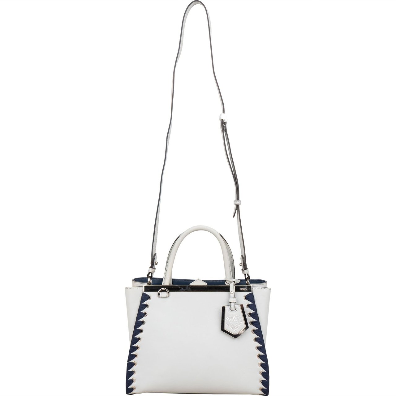 Fendi Light Blue Leather Whipstitch 2Jours Mini Handbag Lichtblauw