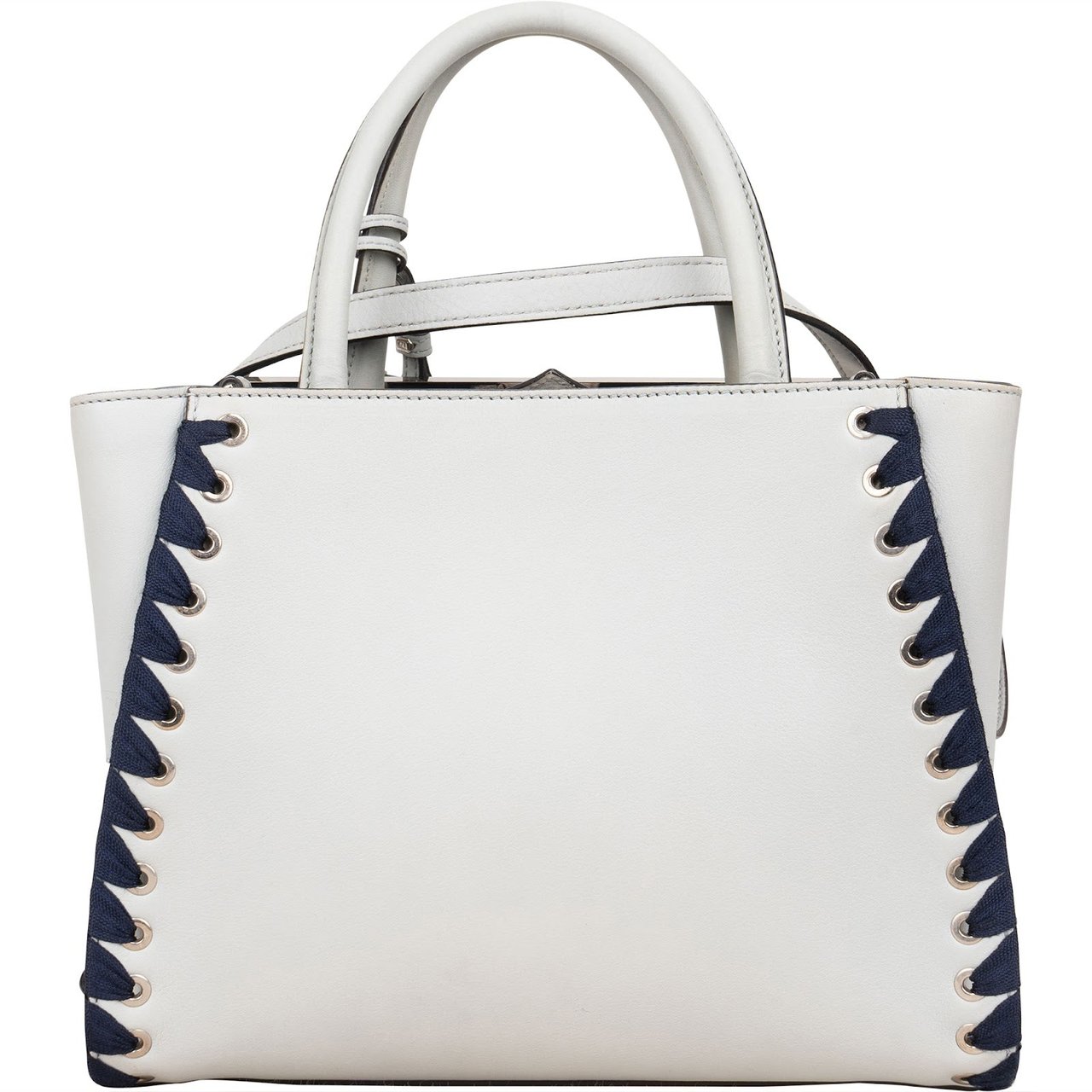 Fendi Light Blue Leather Whipstitch 2Jours Mini Handbag Lichtblauw