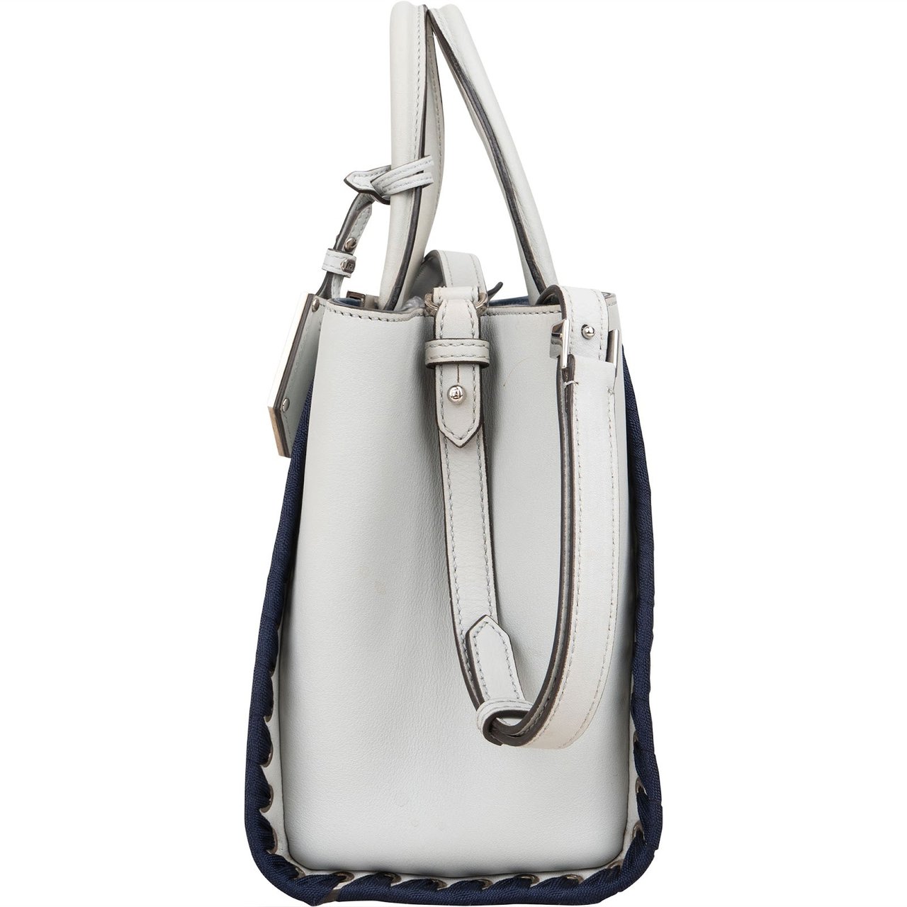 Fendi Light Blue Leather Whipstitch 2Jours Mini Handbag Lichtblauw