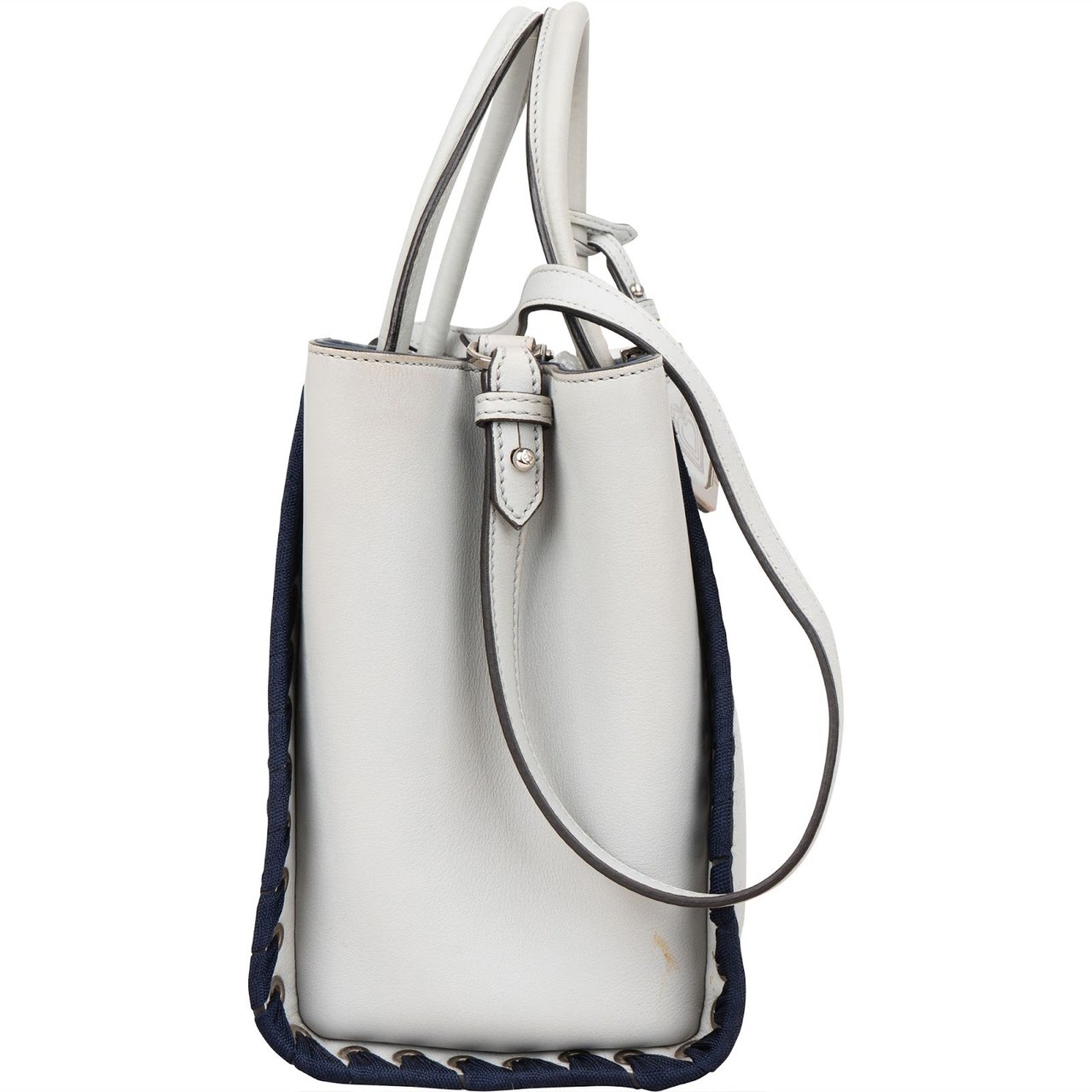 Fendi Light Blue Leather Whipstitch 2Jours Mini Handbag Lichtblauw