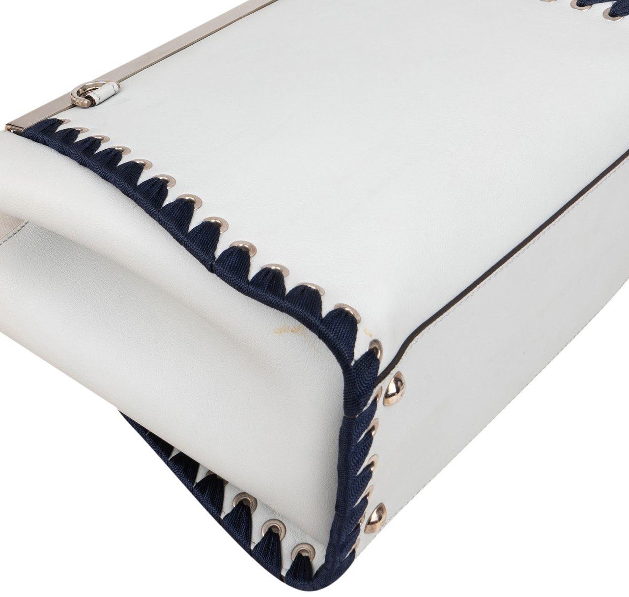 Fendi Fendi Light Blue Leather Whipstitch 2Jours Mini Handbag Lichtblauw