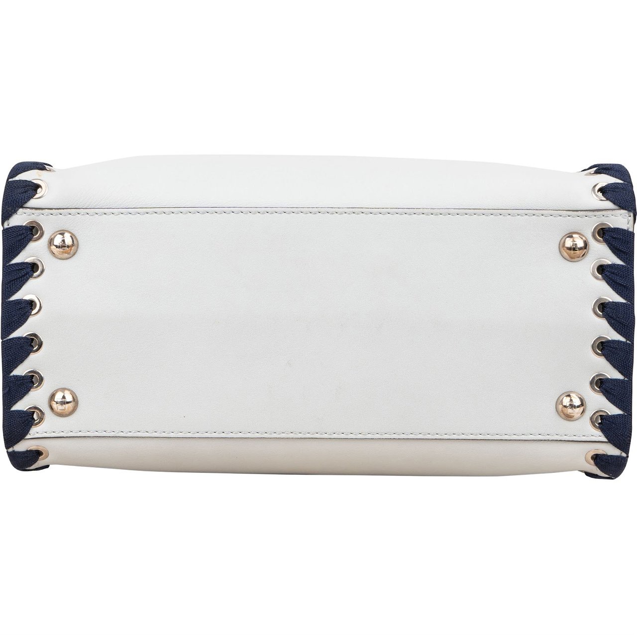 Fendi Light Blue Leather Whipstitch 2Jours Mini Handbag Lichtblauw