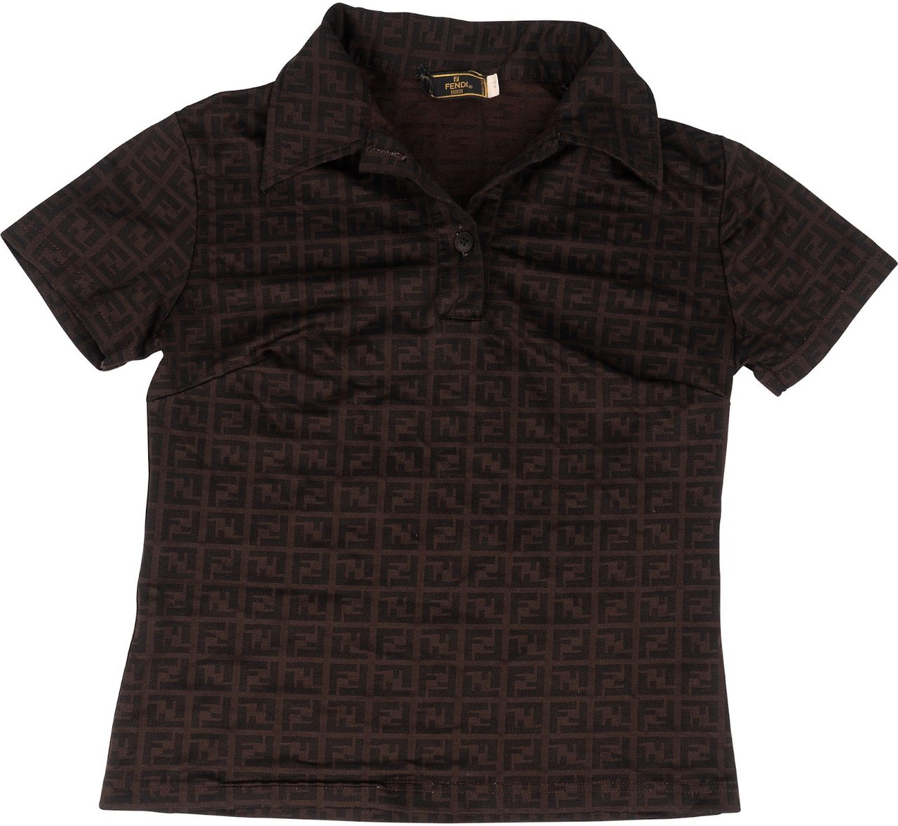 Fendi Fendi Brown Zucca Monogram Polo Shirt Top (DE38 / IT44) Bruin