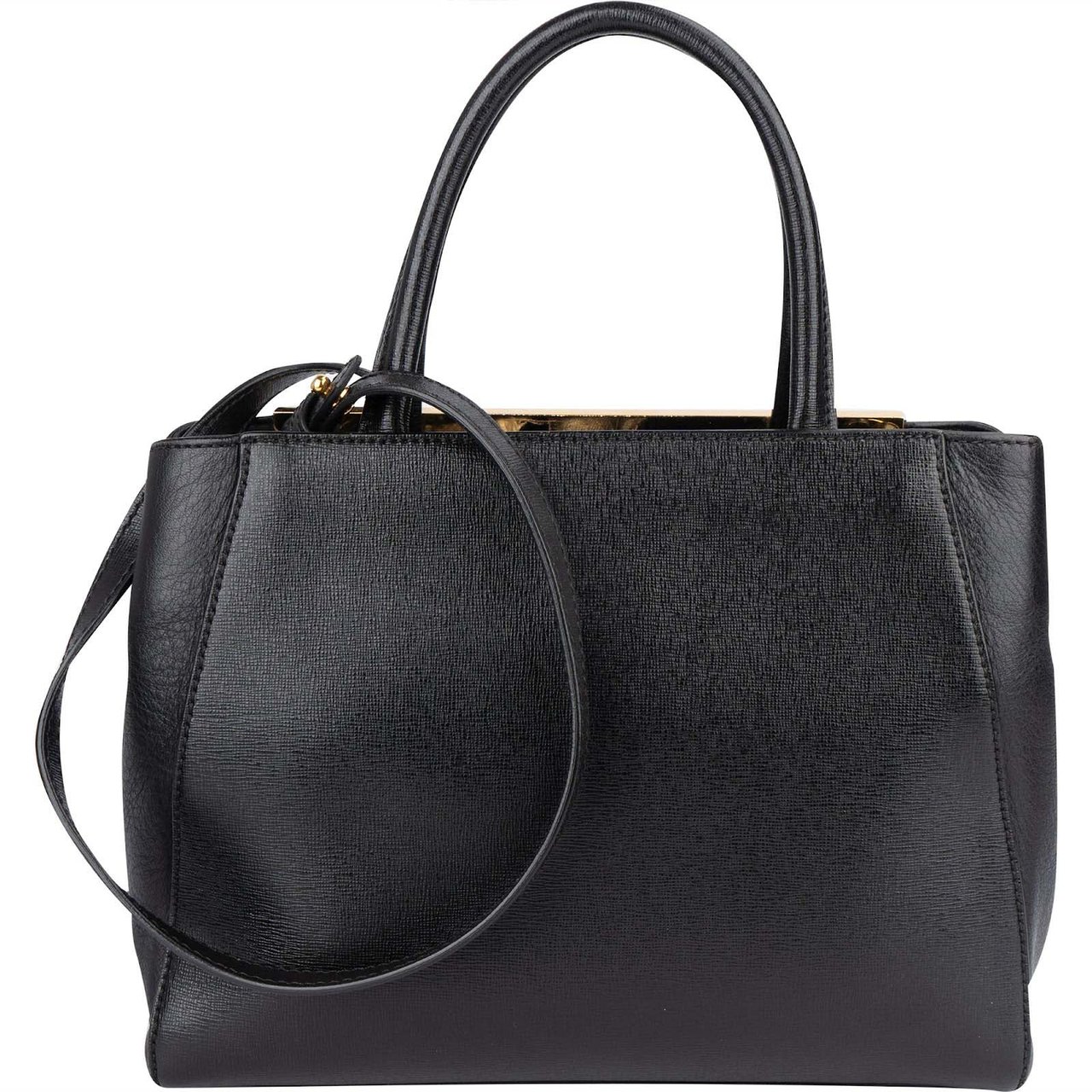 Fendi Fendi Black Leather 2Jours Handbag Zwart