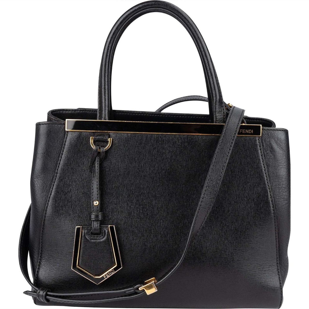 Fendi Fendi Black Leather 2Jours Handbag Zwart