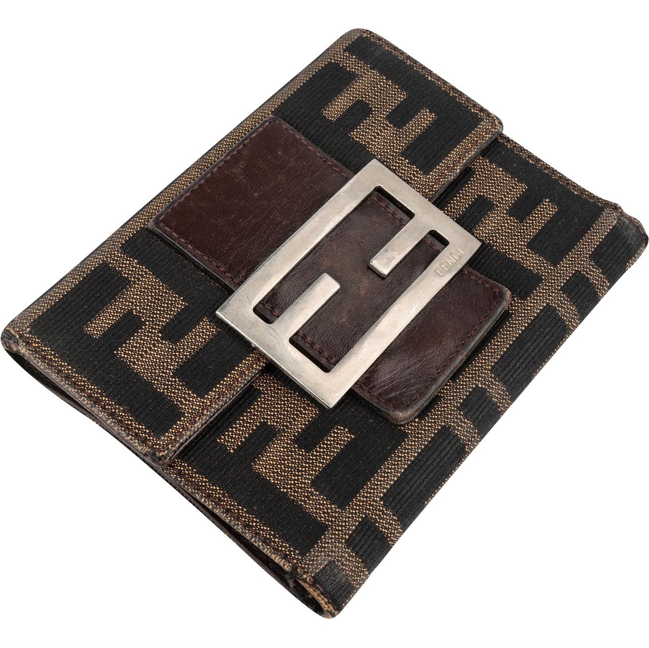 Fendi Fendi FF Monogram Baguette Buckle Wallet Zwart