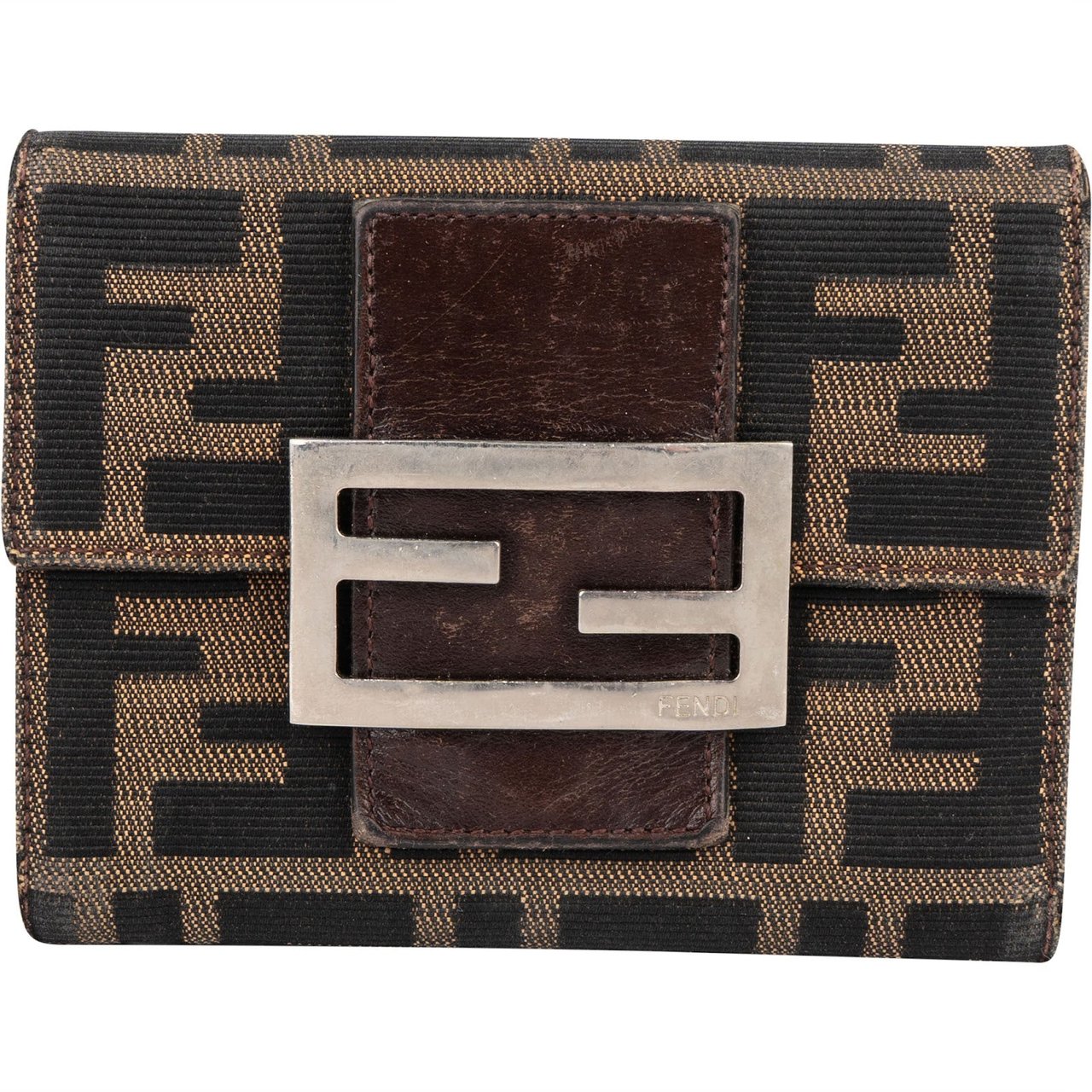 Fendi FF Monogram Baguette Buckle Wallet Zwart
