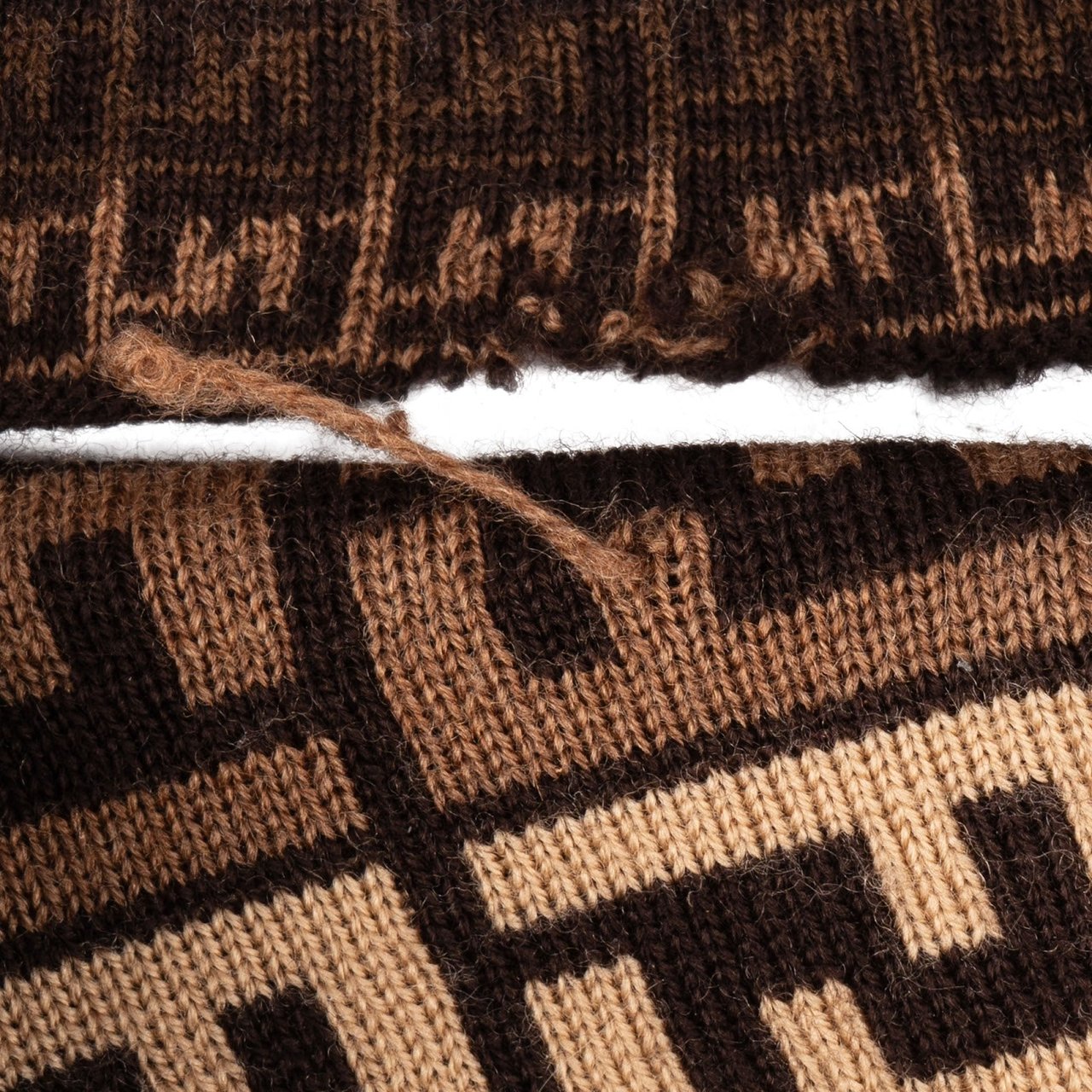 Fendi Fendi Wool Monogram Striped FF Emblem Schal Scarf Bruin