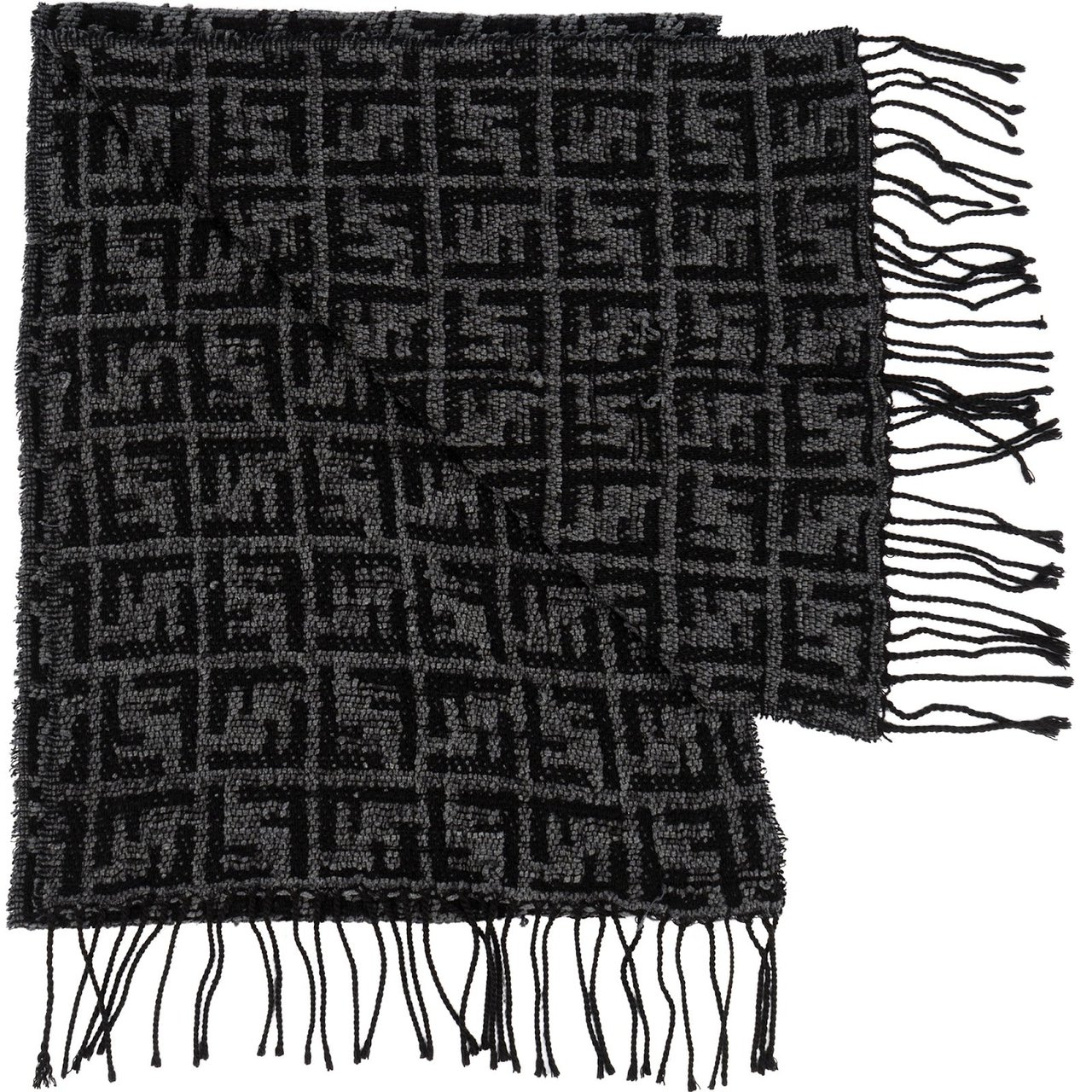 Fendi Fendi Wool Monogram FF Emblem Schal Scarf Zwart