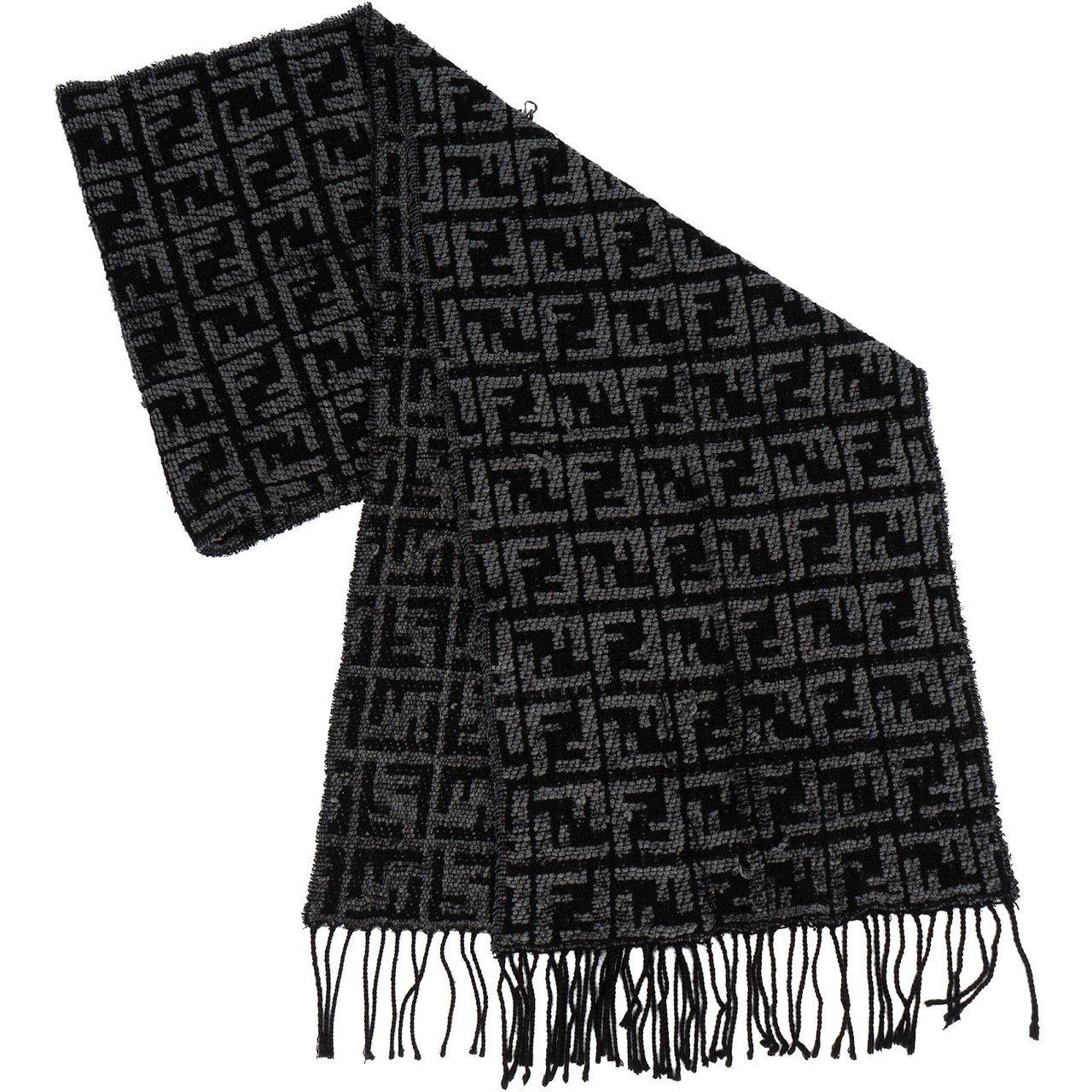 Fendi Fendi Wool Monogram FF Emblem Schal Scarf Zwart