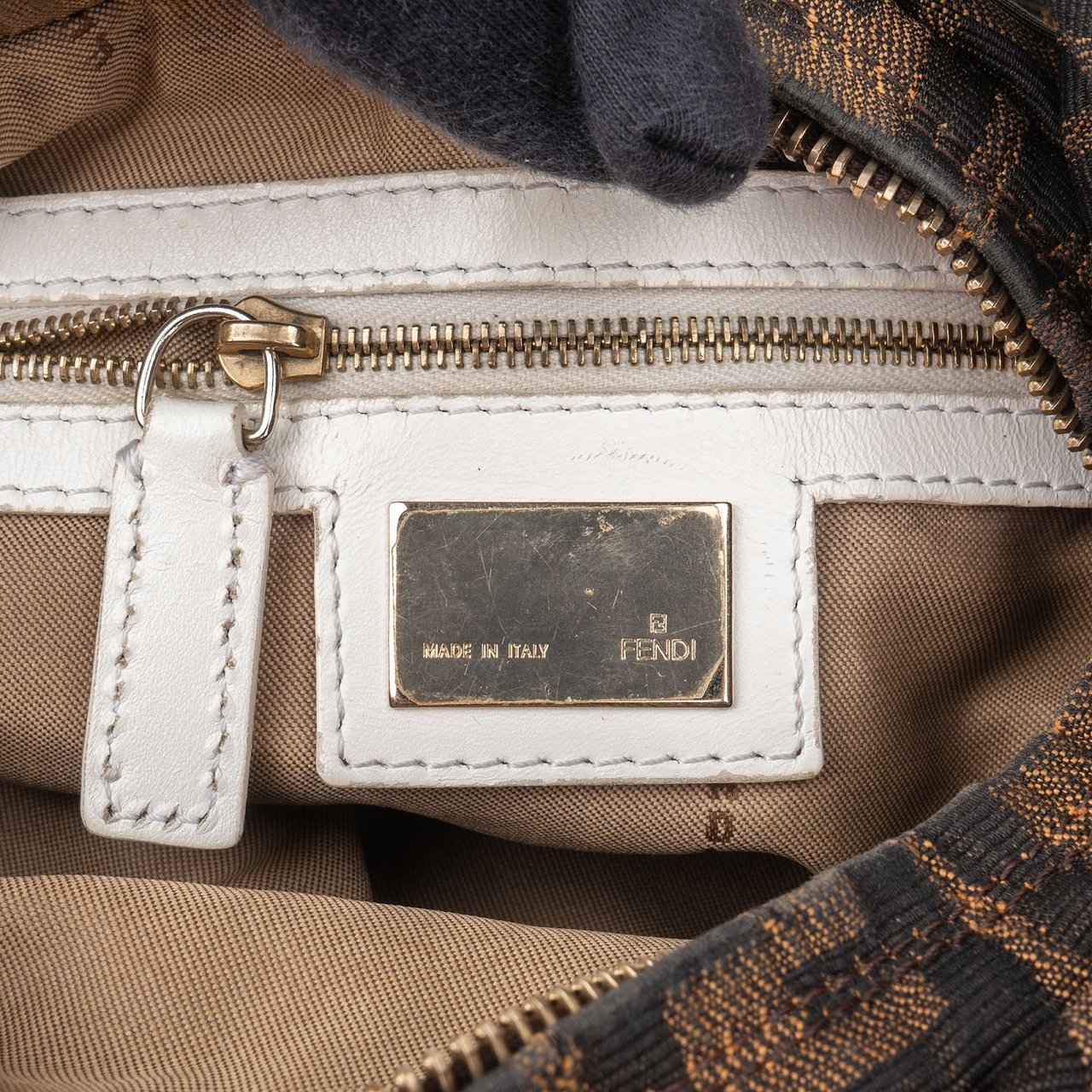 Fendi Fendi Monogram FF Zucca Hobo Shoulder Bag Bruin