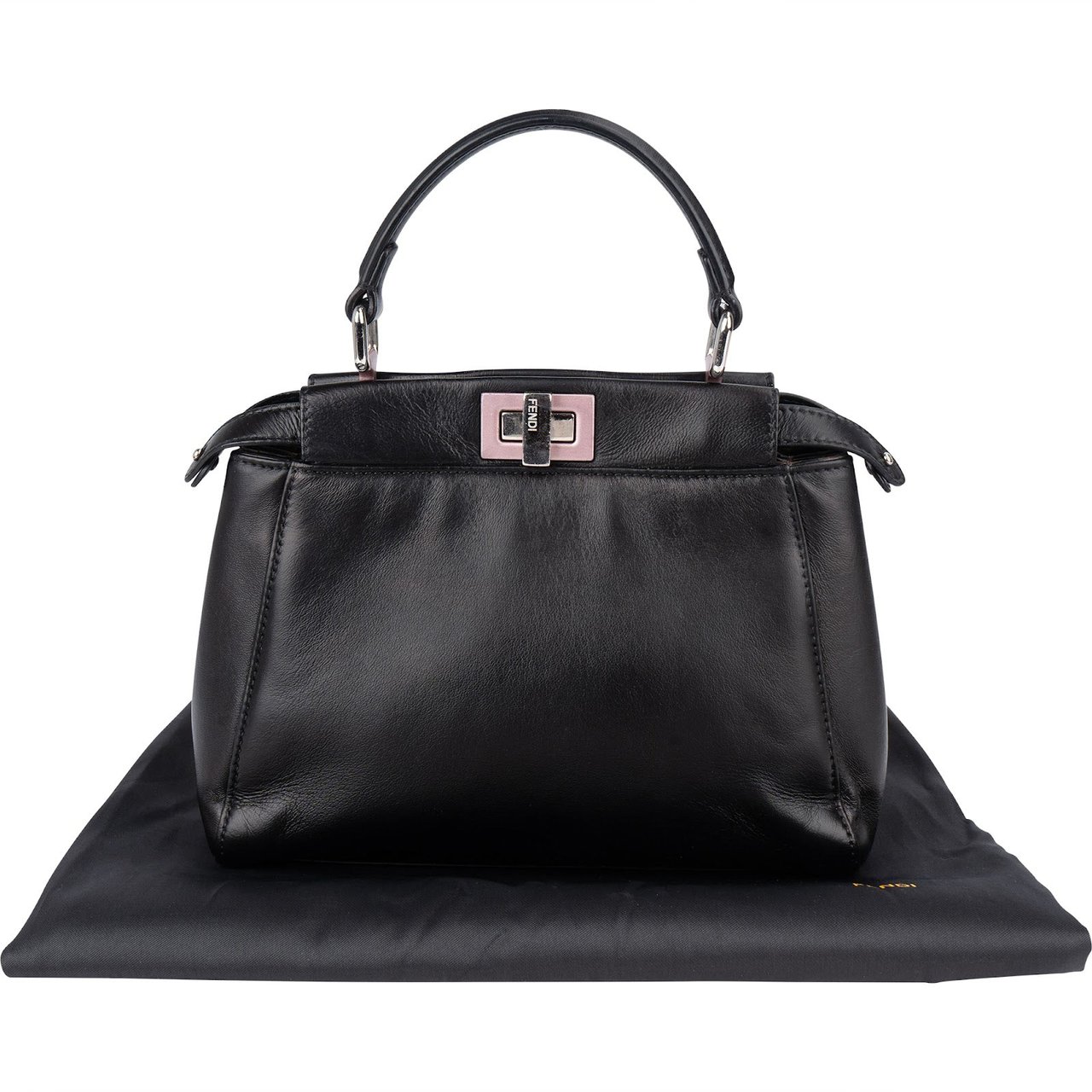 Fendi Black Leather Peekaboo Handbag Zwart