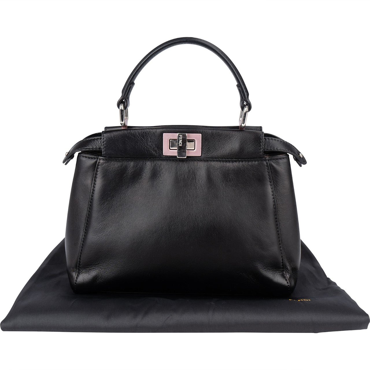Fendi Fendi Black Leather Peekaboo Handbag Zwart