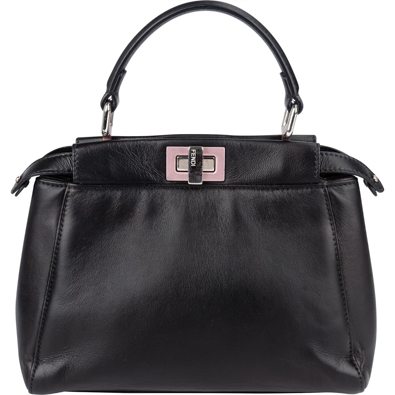 Fendi Fendi Black Leather Peekaboo Handbag Zwart