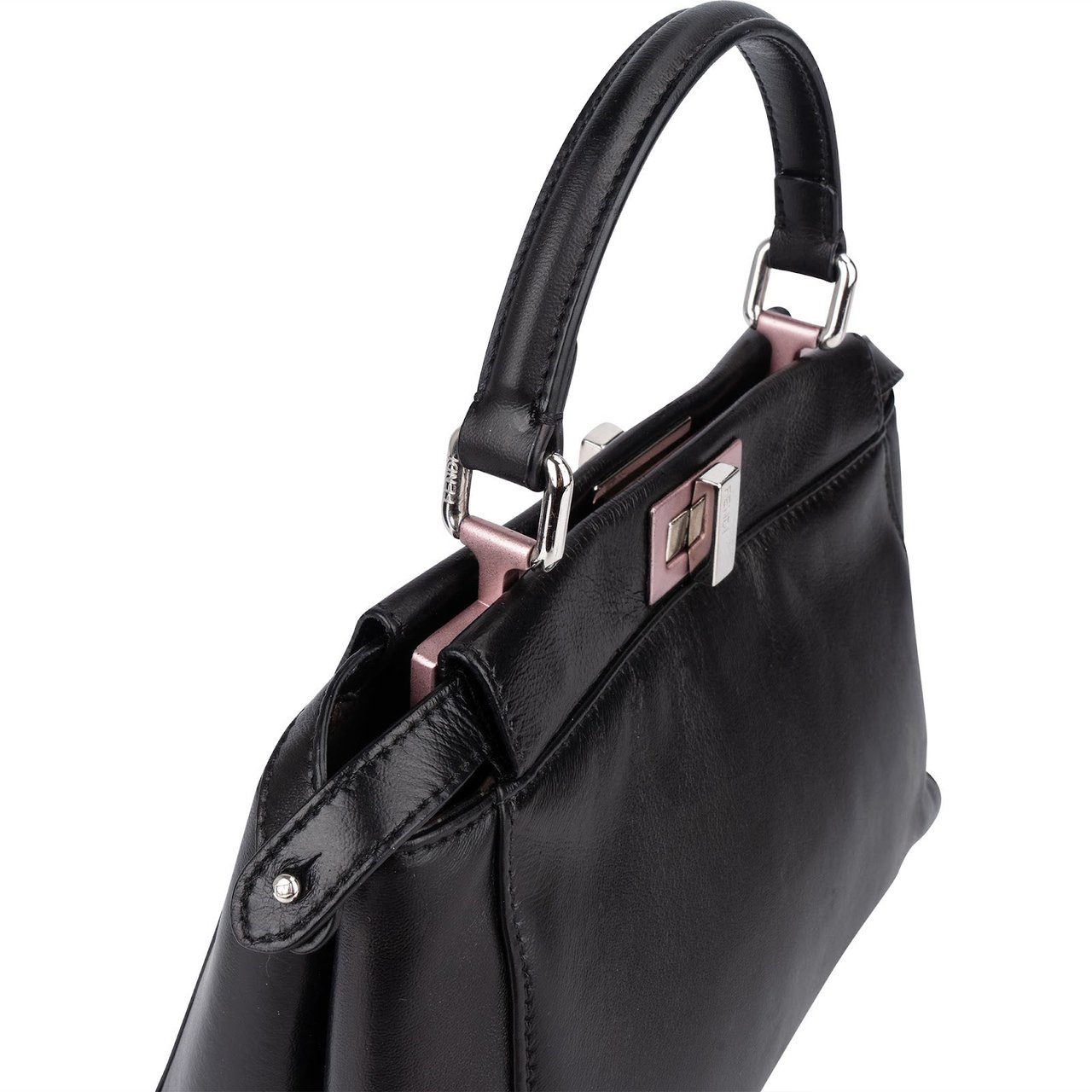 Fendi Fendi Black Leather Peekaboo Handbag Zwart