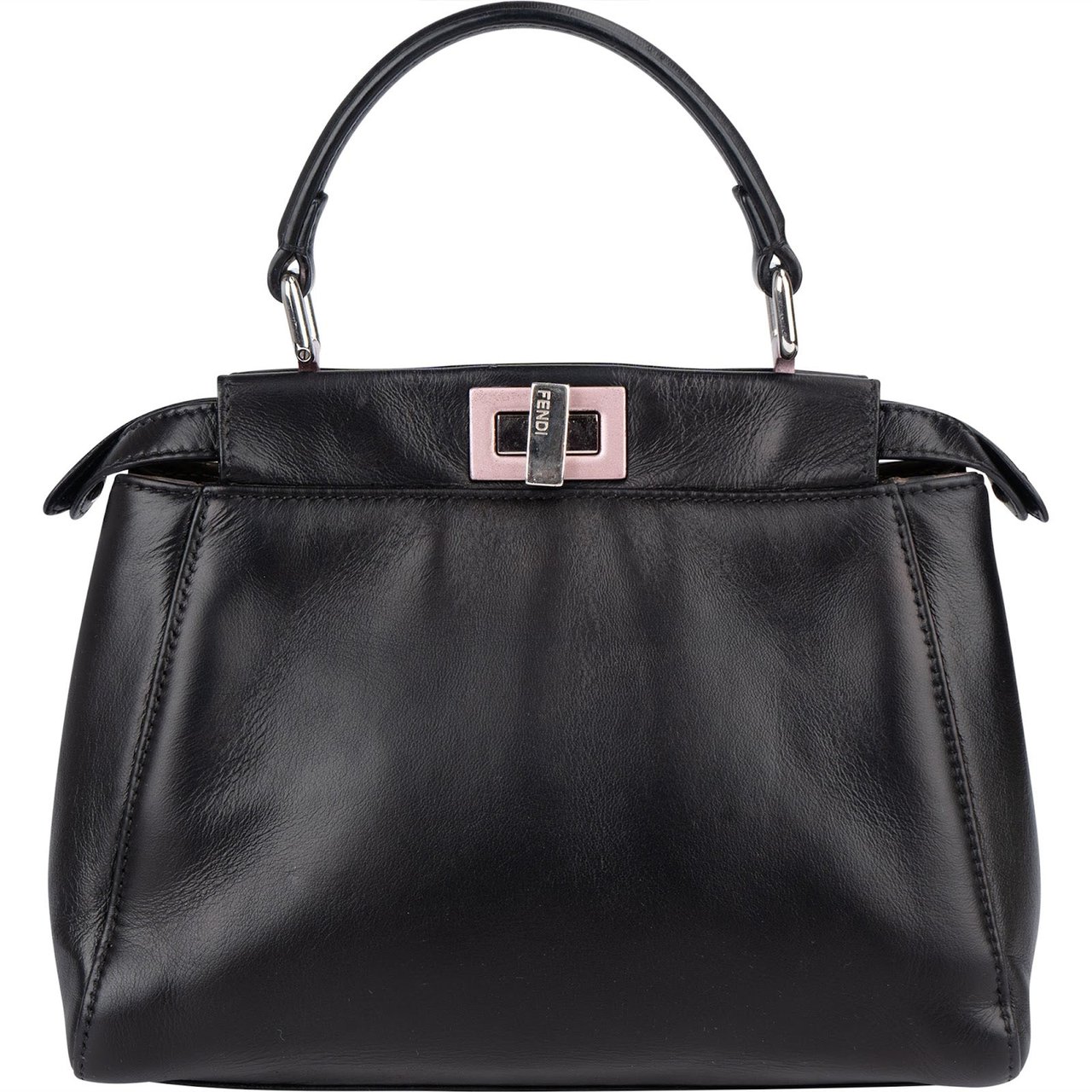 Fendi Fendi Black Leather Peekaboo Handbag Zwart