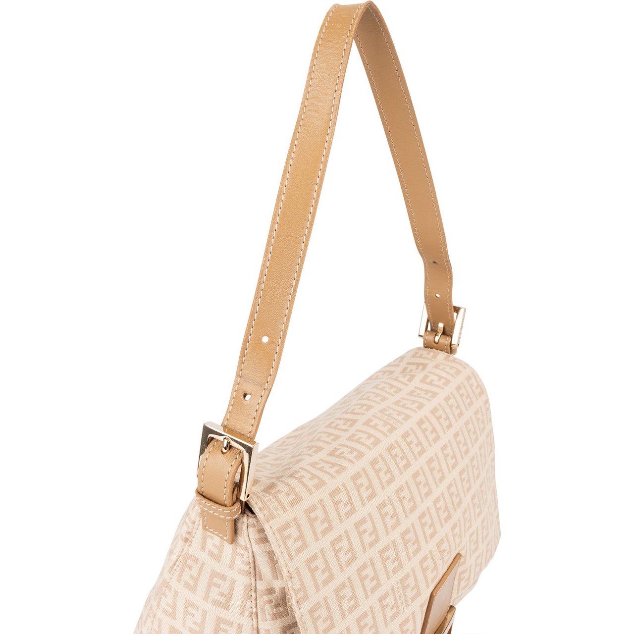 Fendi Fendi FF Monogram Mamm Baguette Shoulder Bag Beige