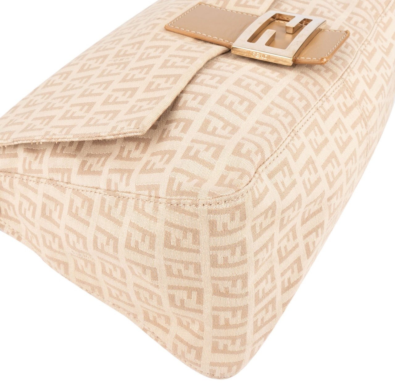 Fendi Fendi FF Monogram Mamm Baguette Shoulder Bag Beige