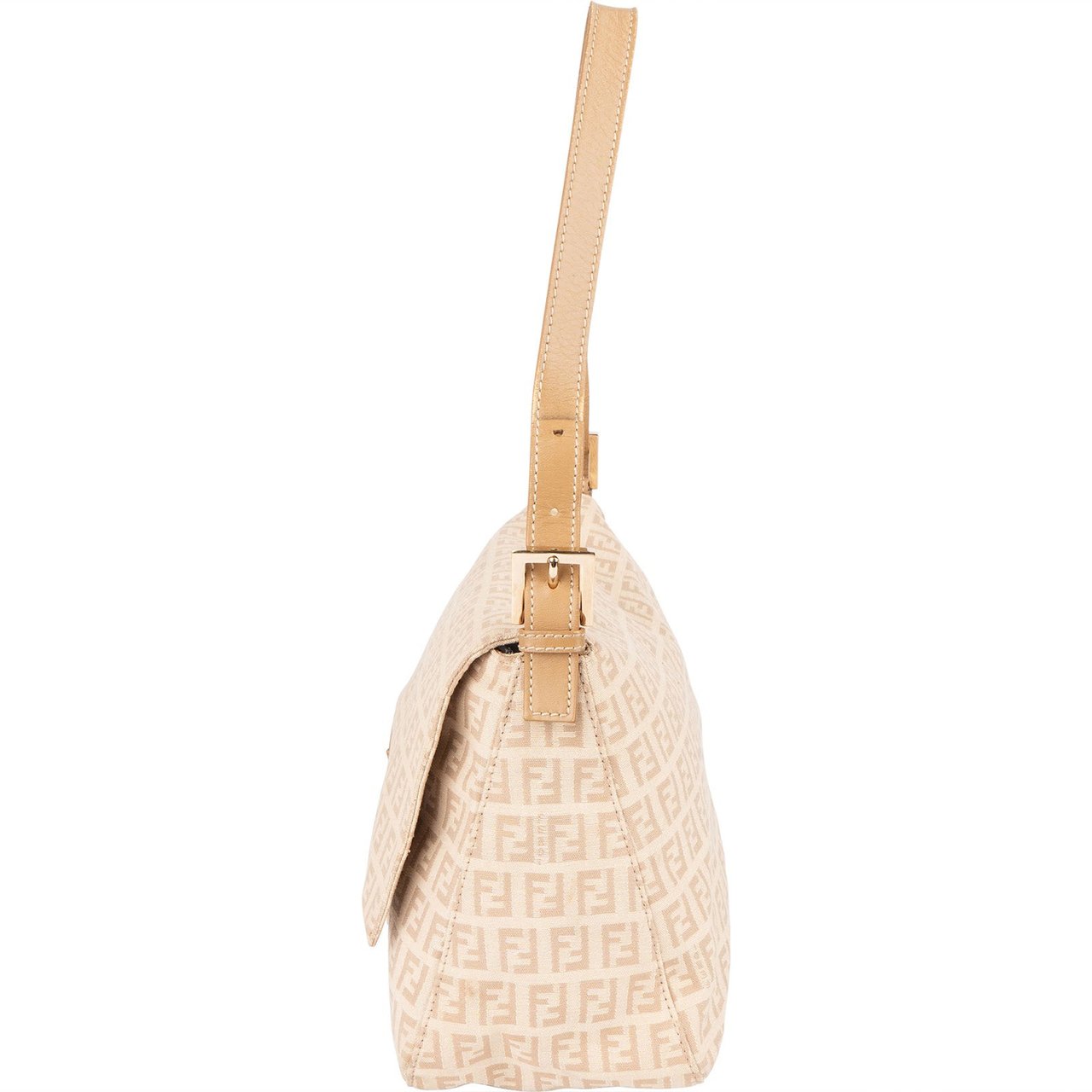 Fendi Fendi FF Monogram Mamm Baguette Shoulder Bag Beige