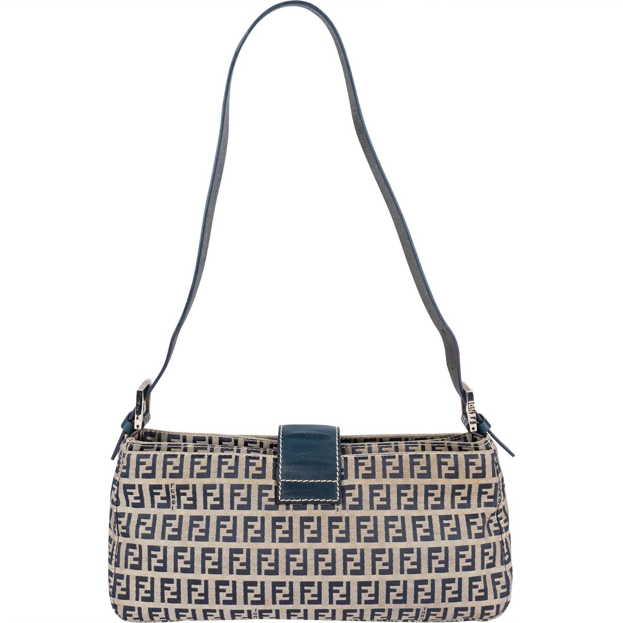 Fendi Fendi Monogram FF Zucca Baguette Buckle Shoulder Bag Beige
