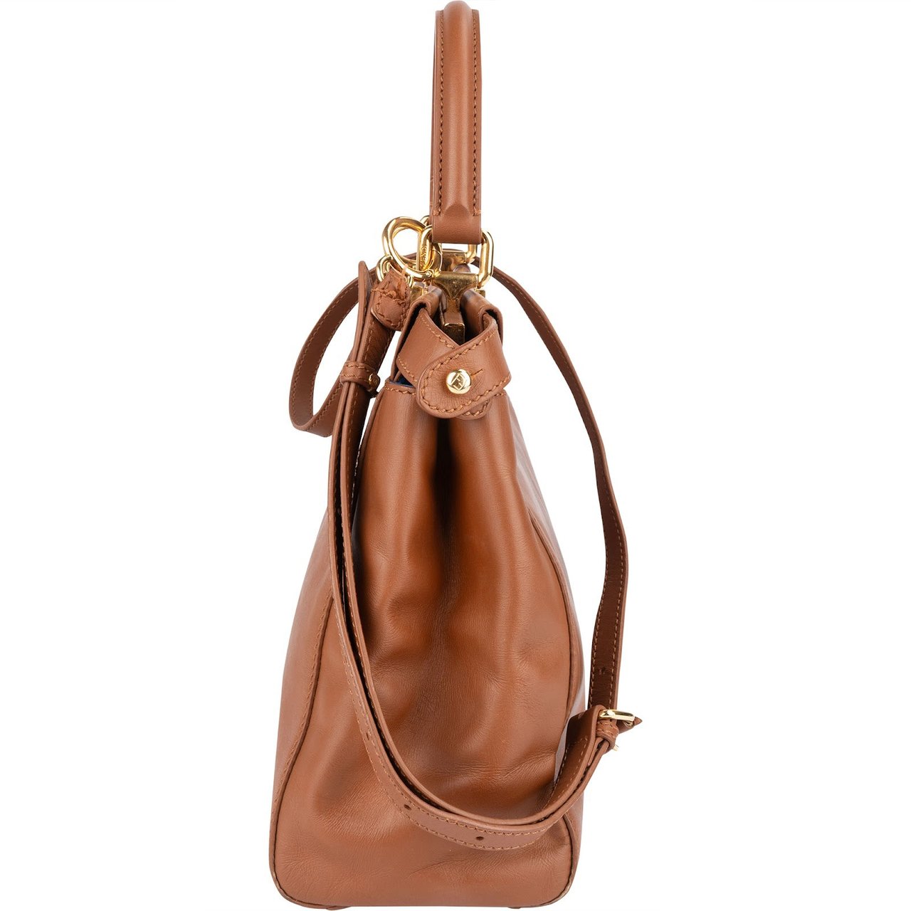 Fendi Fendi Brown Leather Peekaboo Handbag Bruin