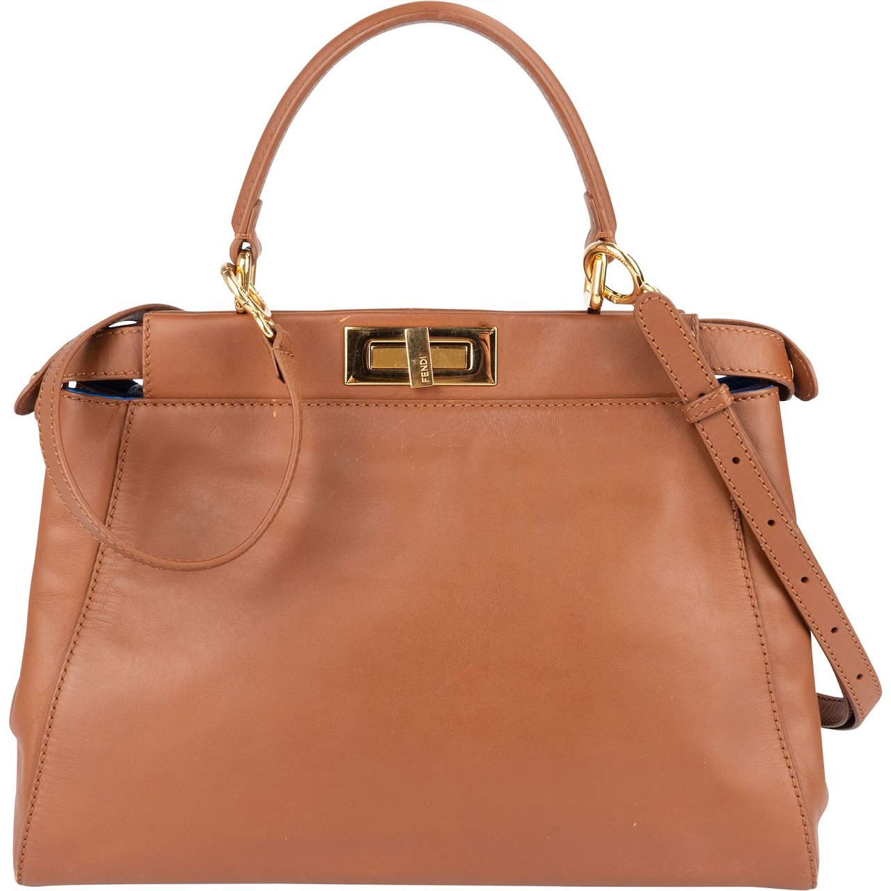Fendi Fendi Brown Leather Peekaboo Handbag Bruin
