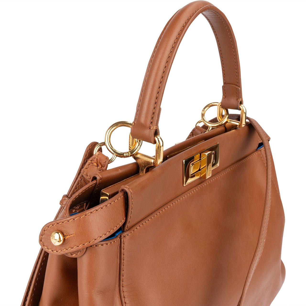 Fendi Fendi Brown Leather Peekaboo Handbag Bruin