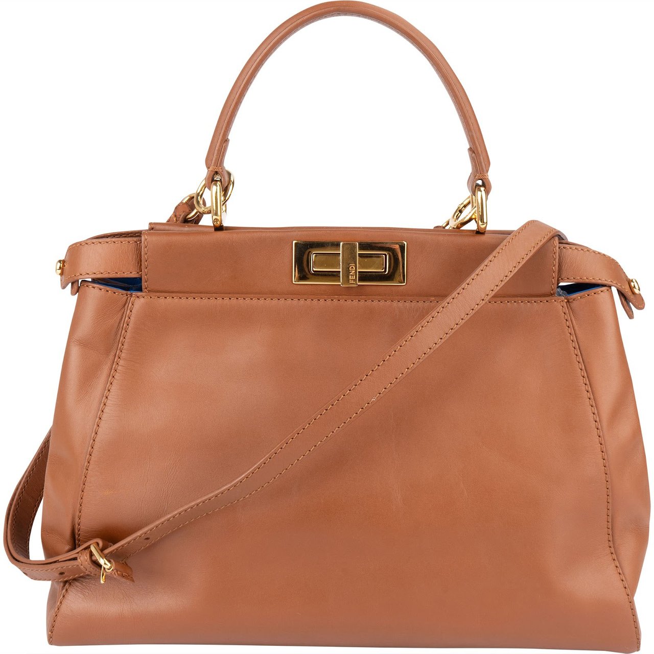 Fendi Fendi Brown Leather Peekaboo Handbag Bruin