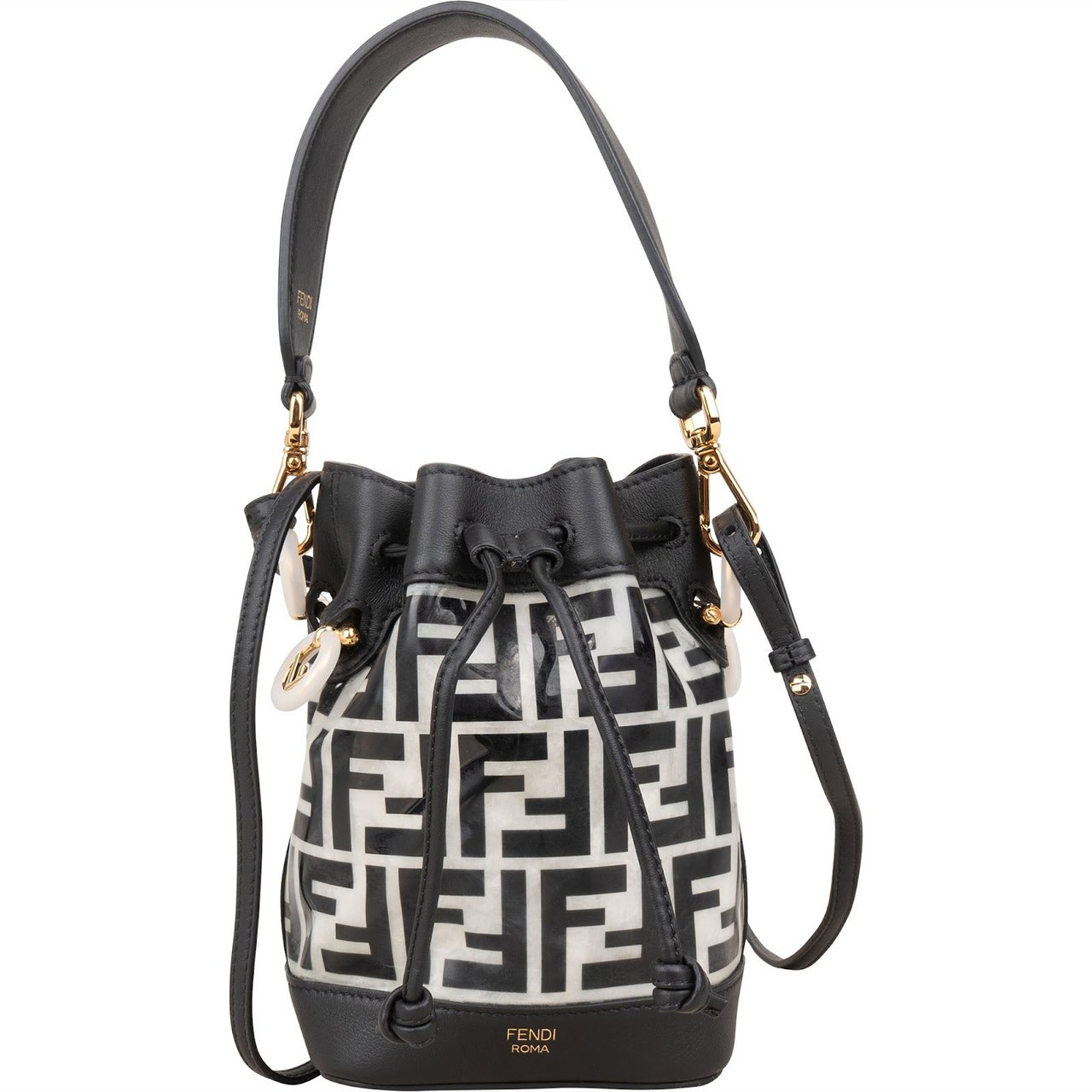 Fendi Fendi Monogram FF Mini Mon Tresor Bucket Shoulder Bag Zwart