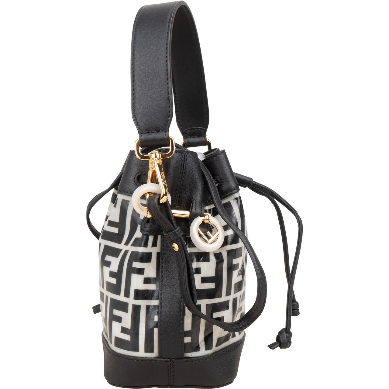 Fendi Fendi Monogram FF Mini Mon Tresor Bucket Shoulder Bag Zwart