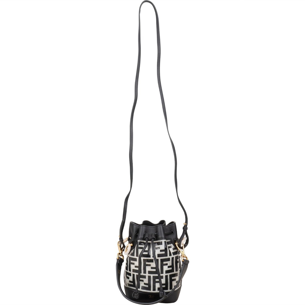 Fendi Fendi Monogram FF Mini Mon Tresor Bucket Shoulder Bag Zwart