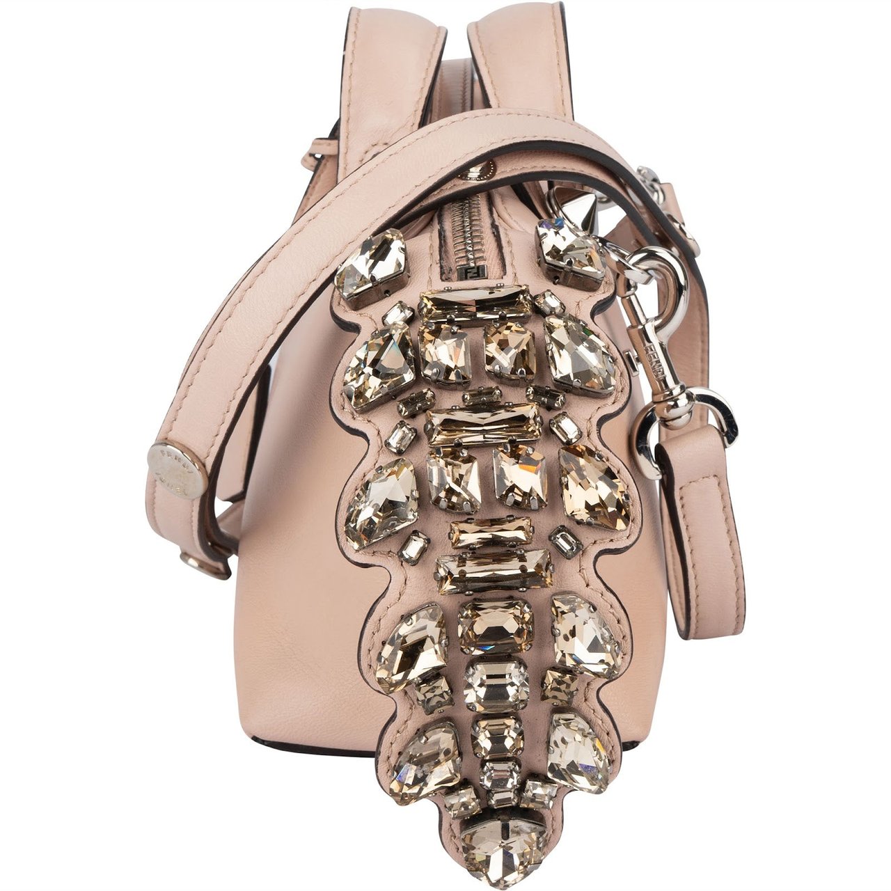 Fendi Fendi By The Way Mini Crystal Applique Calfskin Leather Crossbody Bag Rood