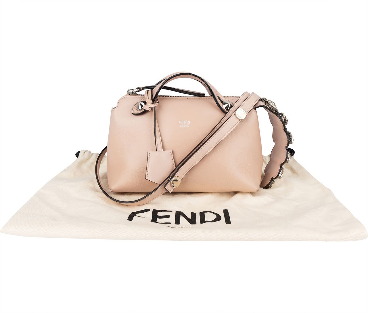 Fendi Fendi By The Way Mini Crystal Applique Calfskin Leather Crossbody Bag Rood