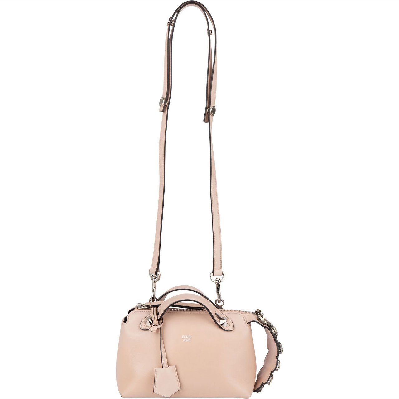 Fendi Fendi By The Way Mini Crystal Applique Calfskin Leather Crossbody Bag Rood