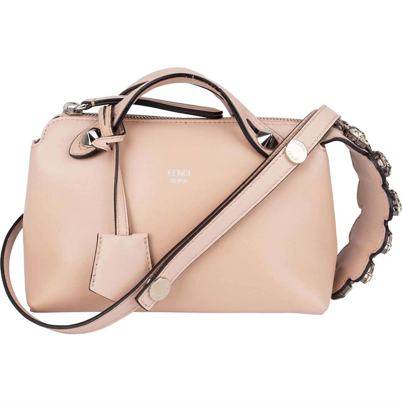 Fendi Fendi By The Way Mini Crystal Applique Calfskin Leather Crossbody Bag Rood