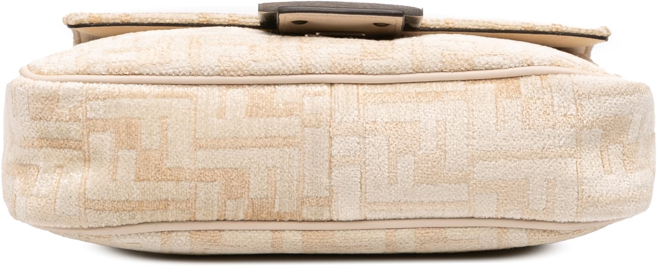 Fendi FF Chenille and Leather Chain Midi Baguette Bruin