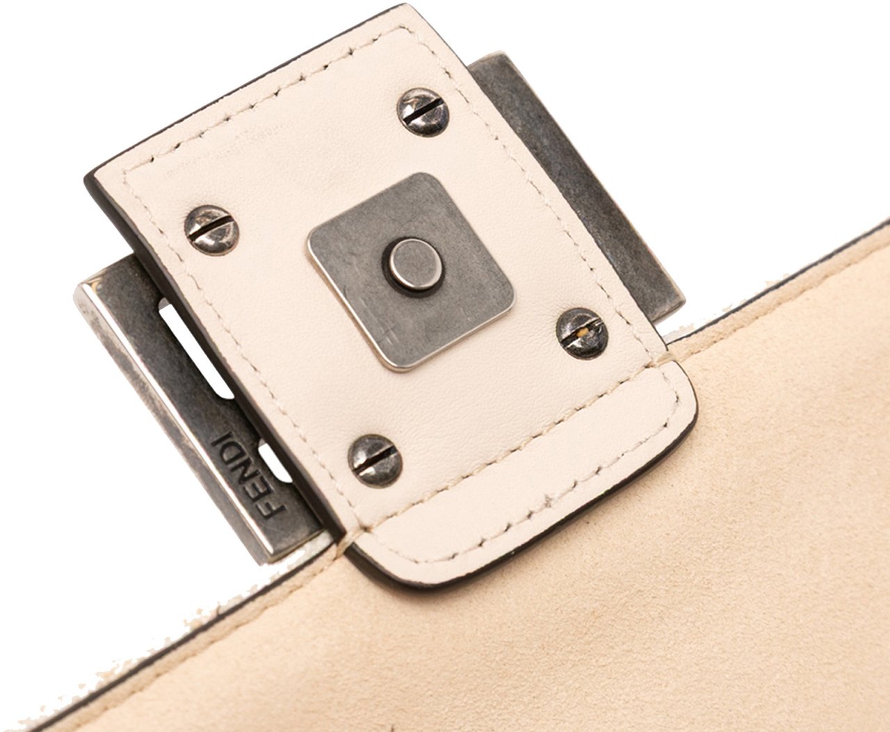 Fendi FF Chenille and Leather Chain Midi Baguette Bruin