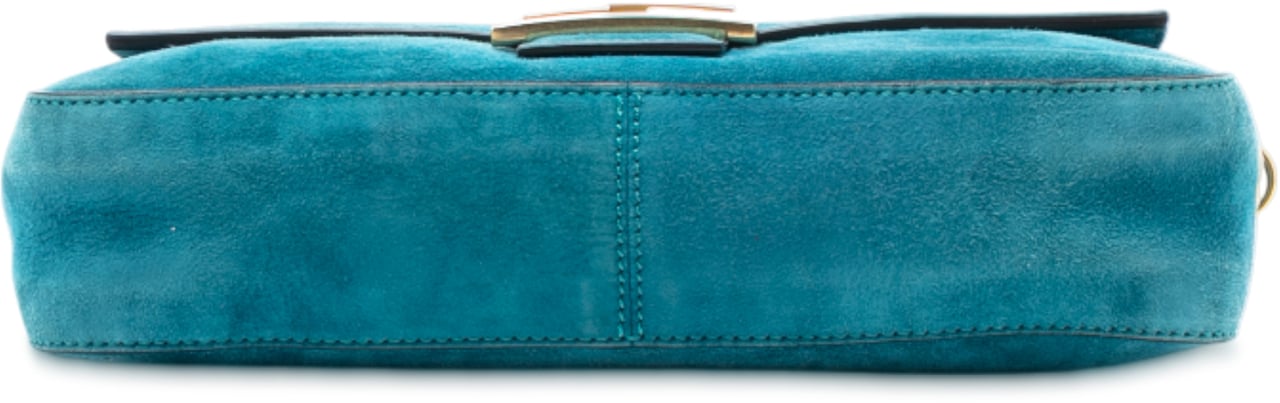 Fendi Medium Suede Baguette Satchel Blauw