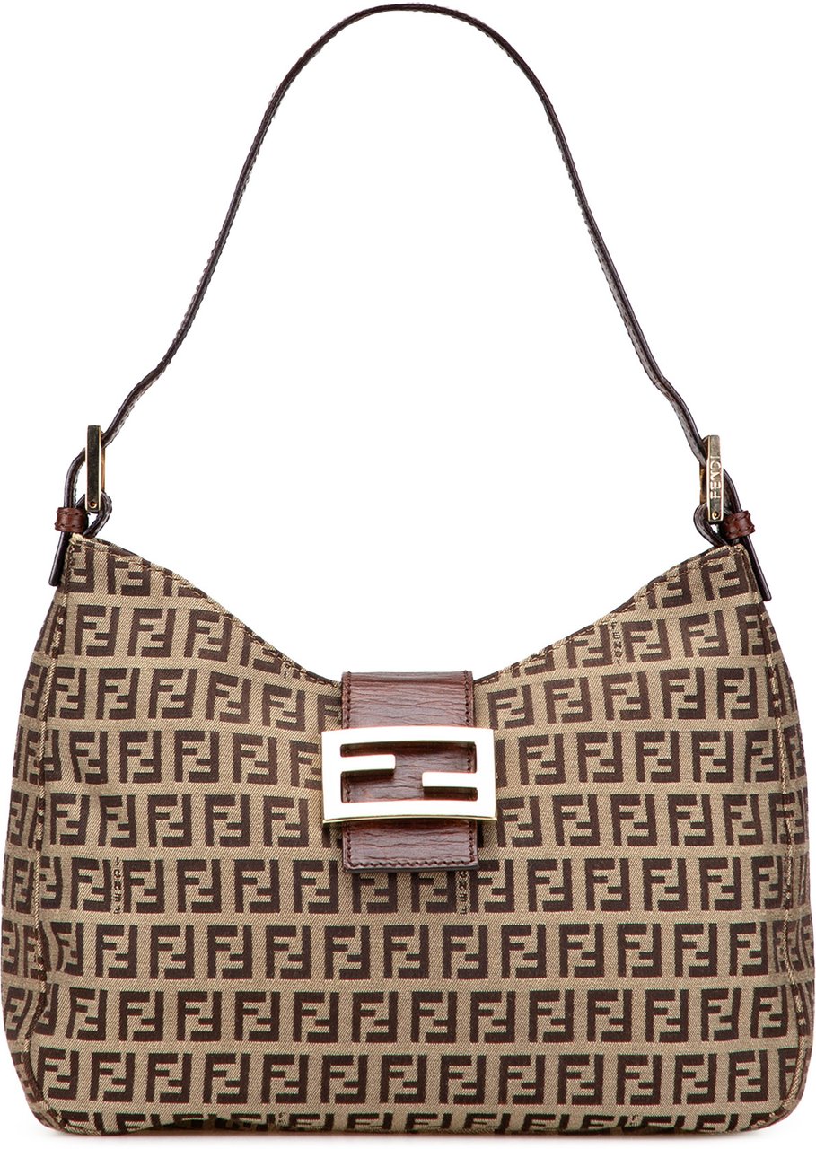 Fendi Zucchino Canvas Shoulder Bag Bruin
