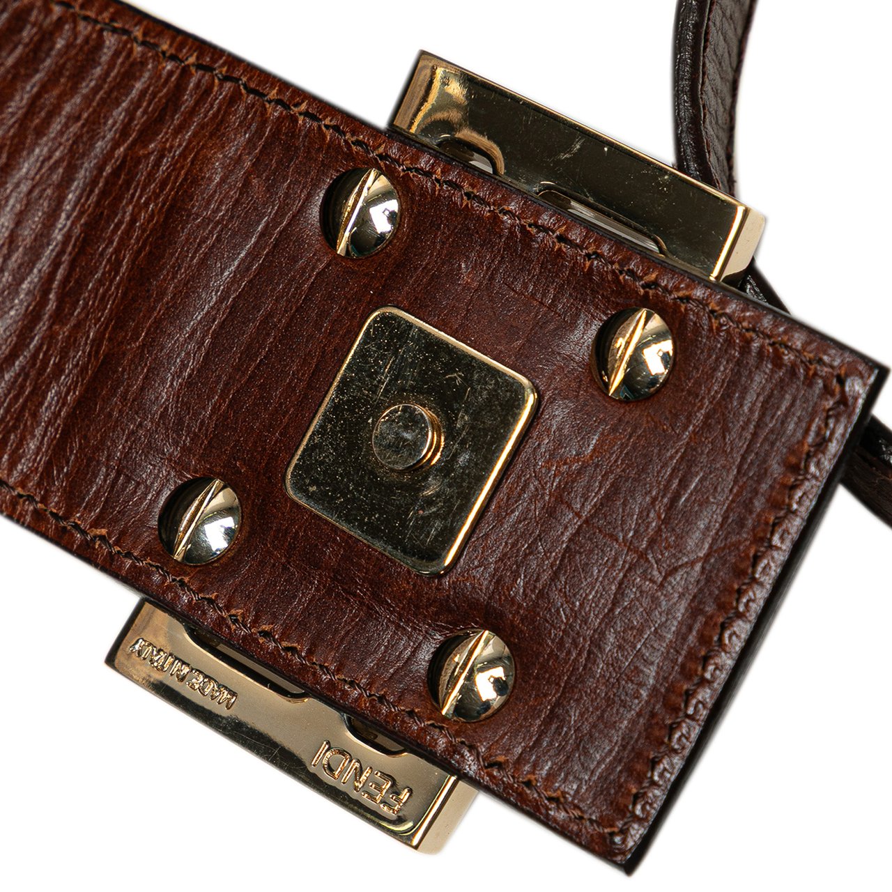Fendi Zucchino Canvas Shoulder Bag Bruin
