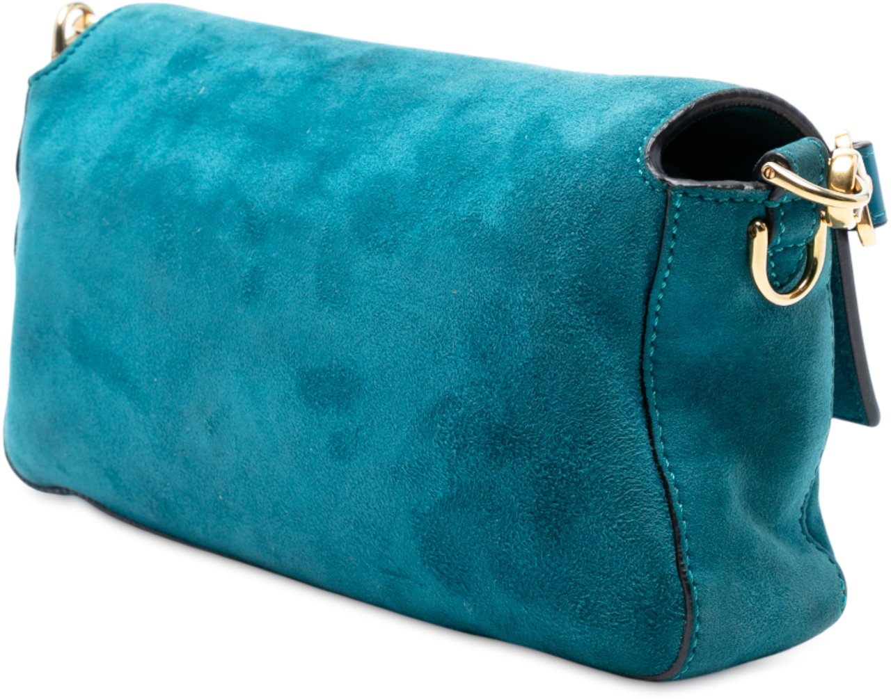 Fendi Medium Suede Baguette Satchel Blauw