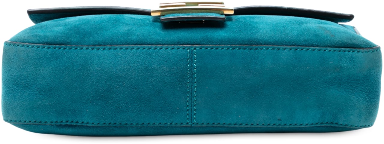 Fendi Medium Suede Baguette Satchel Blauw