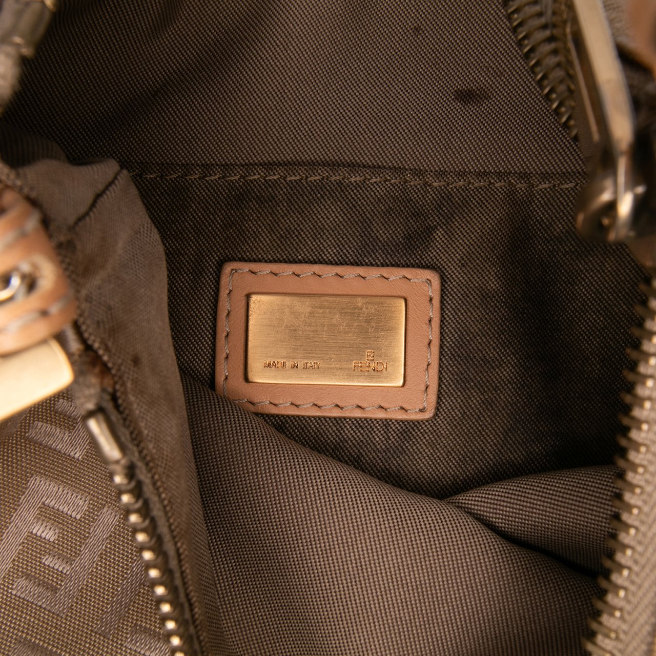 Fendi Zucchino Canvas Crossbody Bruin