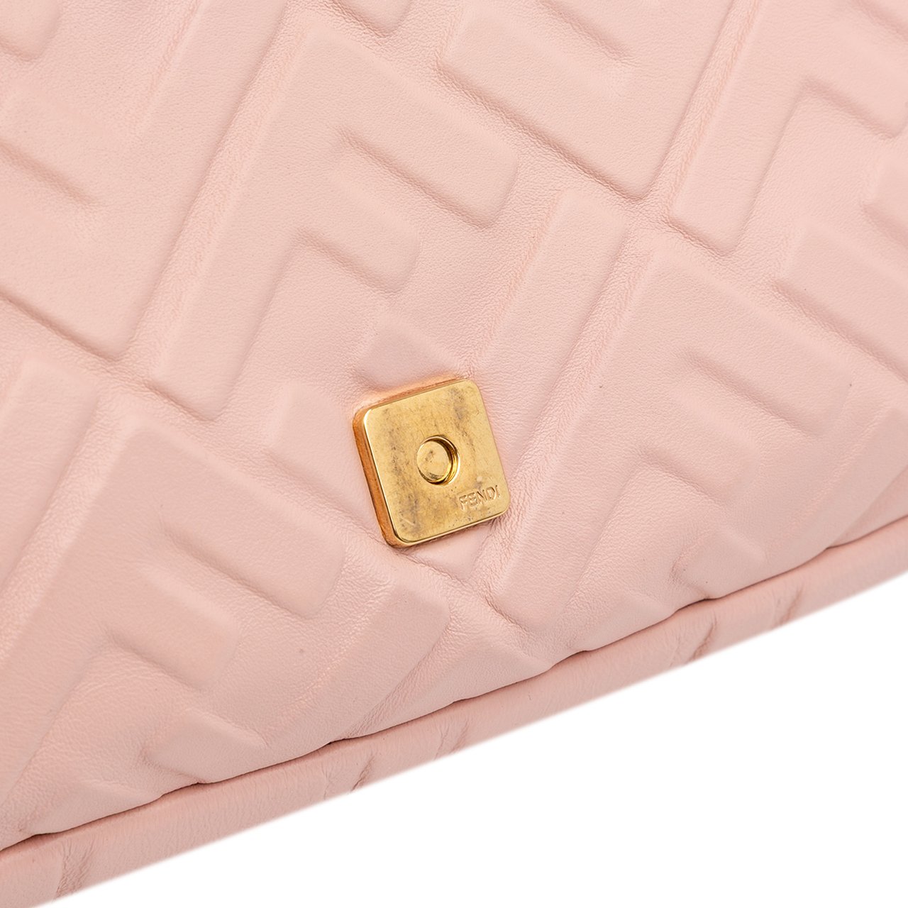 Fendi Zucca Embossed Leather Baguette Satchel Roze