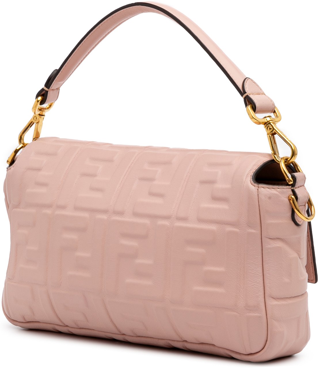 Fendi Zucca Embossed Leather Baguette Satchel Roze