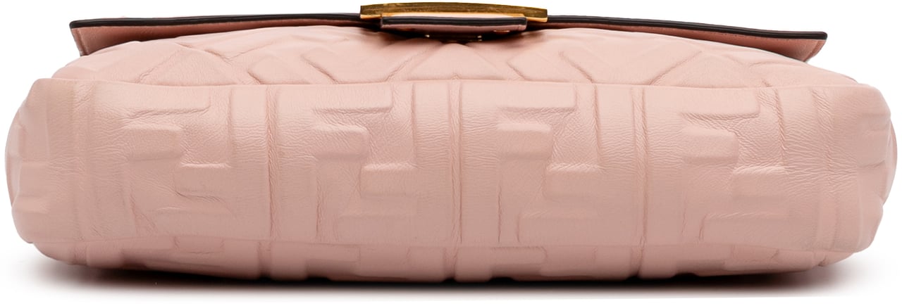 Fendi Zucca Embossed Leather Baguette Satchel Roze